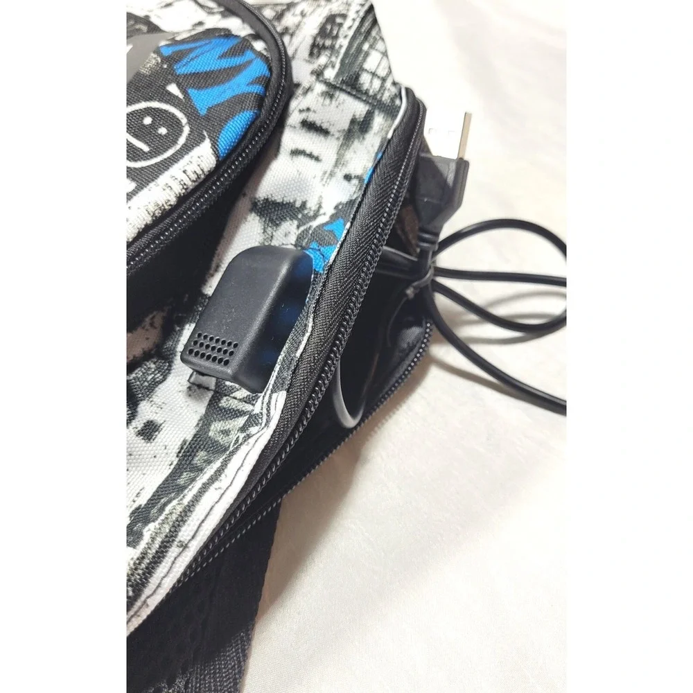Oxford Cloth Waterproof Large Shark Laptop Backpack Newsprint NYC - 12.6
